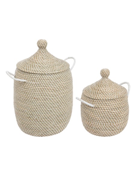 Lot De 2 Paniers Soleya Paille Beige Atmosphera