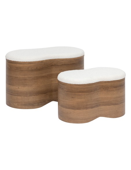 Lot De 2 Poufs Coffres Bouclette Loe Blanc Atmosphera