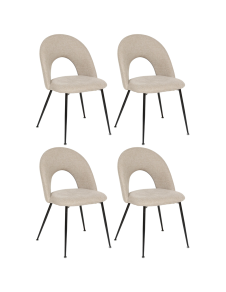 Lot De 4 Chaises De Table Raven En Tissu Beige Atmosphera