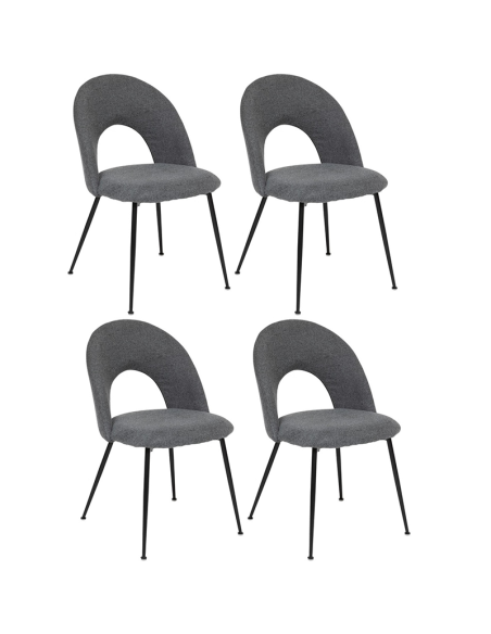 Lot De 4 Chaises De Table Raven En Tissu Gris Atmosphera