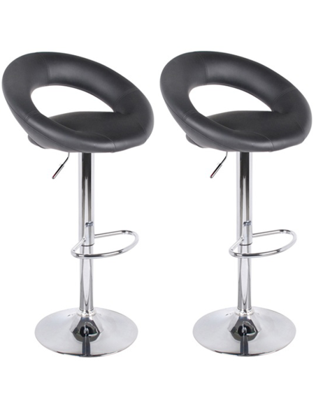 Lot De 2 Tabourets De Bar PU We Love Noir Atmosphera