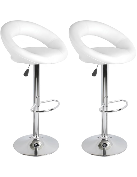 Lot De 2 Tabourets De Bar PU We Love Blanc Atmosphera