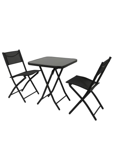 Ensemble De Jardin Table Avec 2 Chaises Noir Five