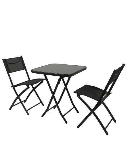 Ensemble De Jardin Table Avec 2 Chaises Noir Five