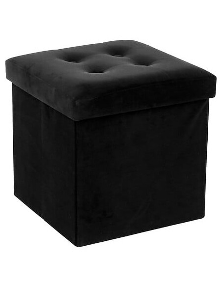 Pouf Et Coffre Pliant Lysandre En Velours Noir Atmosphera