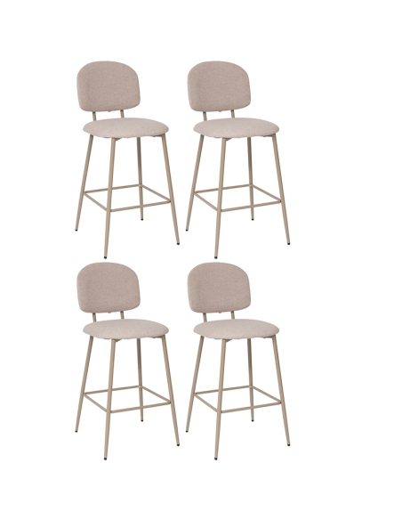 Lot De 4 Chaises De Bar Haute Kamili Beige Atmosphera