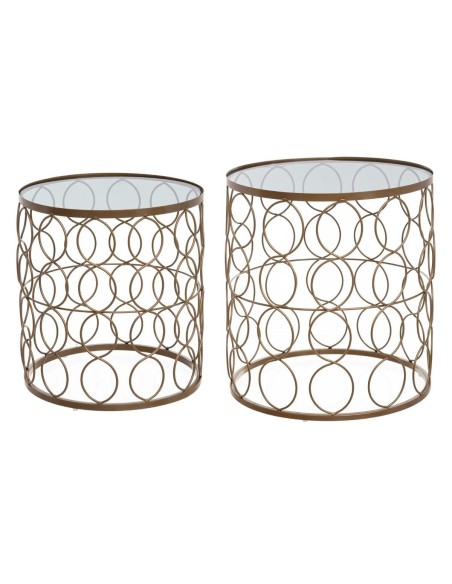 Lot De 2 Tables D'appoint En Métal Archi Doré Atmosphera