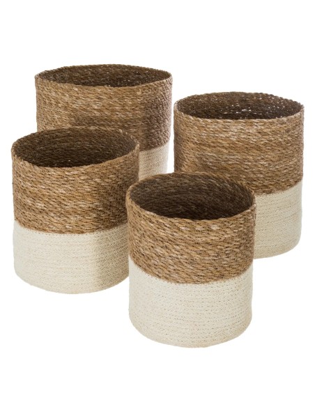 Lot De 4 Paniers En Jute Seagrass Blanc Atmosphera