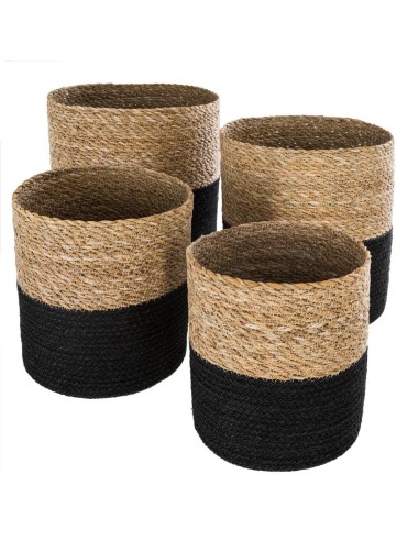 Lot De 4 Paniers En Jute Noir Atmosphera