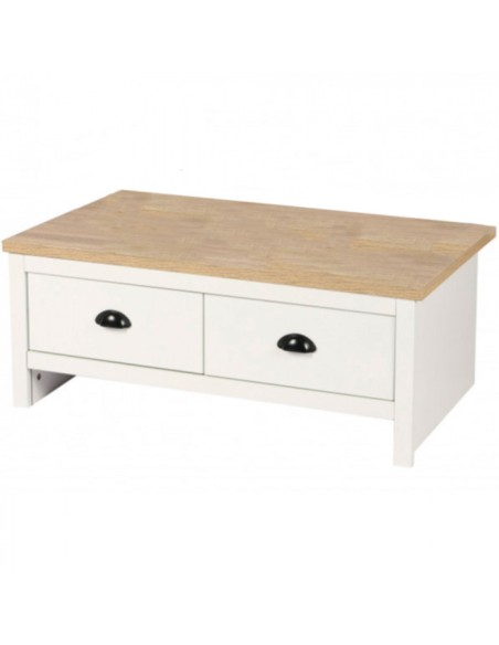 Table Basse Avec 2 Tiroirs Virginia Blanche Atmosphera