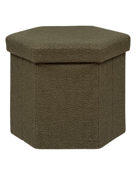 Pouf pliant hexagonal Jako bouclette Vert Kaki Atmosphera